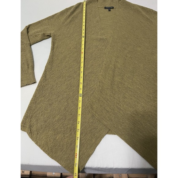 Eileen Fisher cardigan Women Large Organic 100% Wool Olive Open Front Old Money - Picture 5 of 8